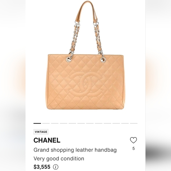 Chanel Caviar GST Tan Gold Chain Quilted Leather Bag EUC - Picture 16 of 16